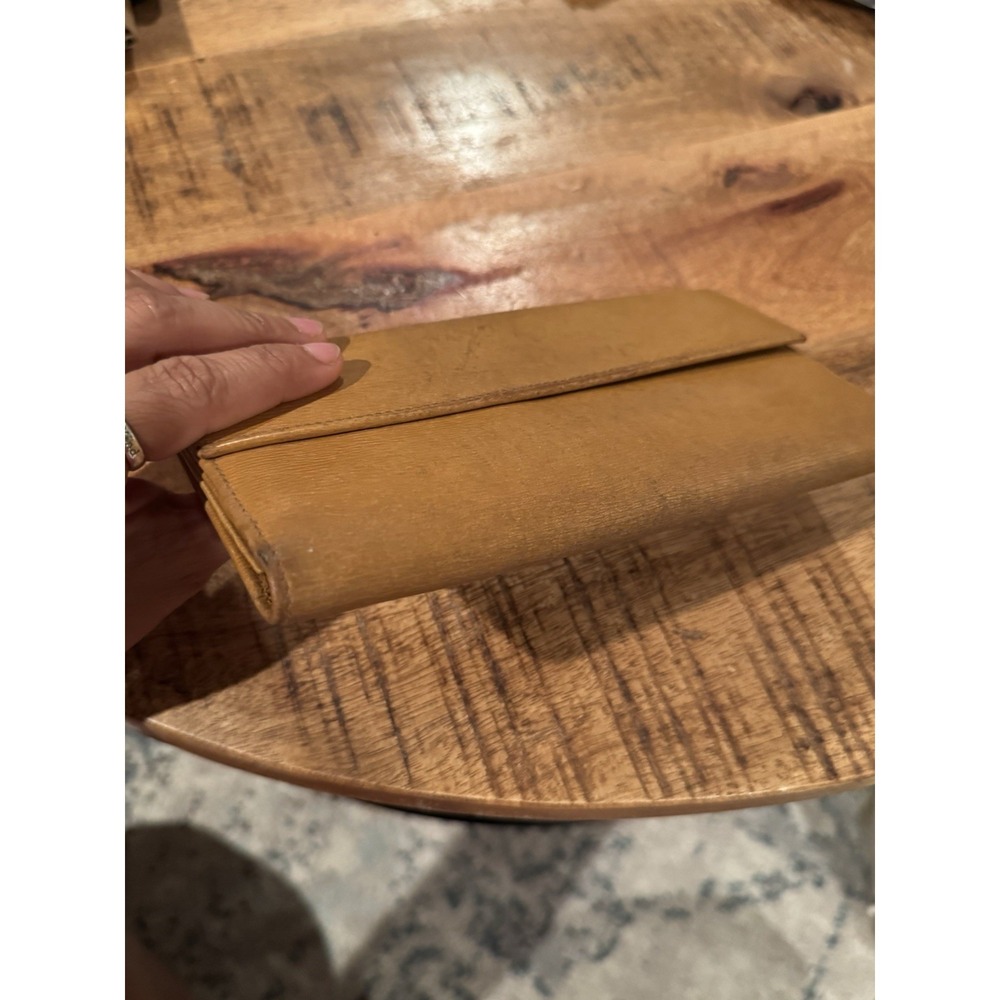 Authentic Gucci Vintage Tan Leather Clutch Wallet Jackie Clasp Italy - Picture 3 of 16